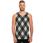 Shadow Grey Argyle Pattern Print Men's Tank Top