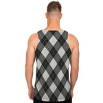 Shadow Grey Argyle Pattern Print Men's Tank Top
