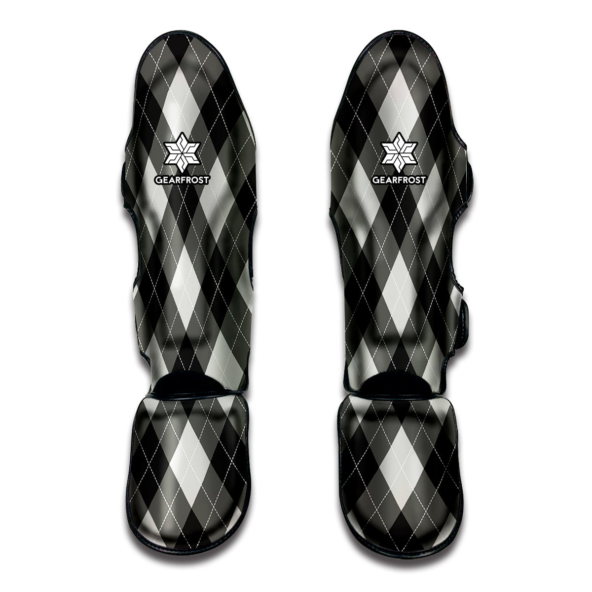 Shadow Grey Argyle Pattern Print Muay Thai Shin Guard