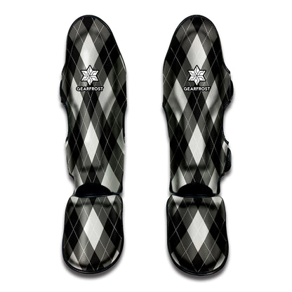Shadow Grey Argyle Pattern Print Muay Thai Shin Guard