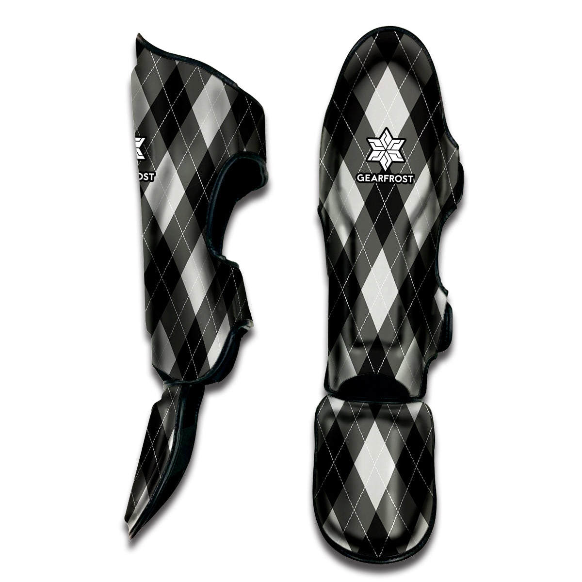 Shadow Grey Argyle Pattern Print Muay Thai Shin Guard