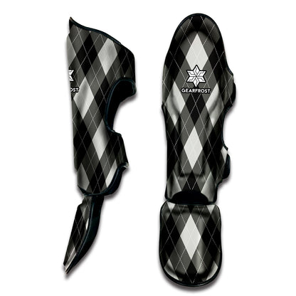 Shadow Grey Argyle Pattern Print Muay Thai Shin Guard
