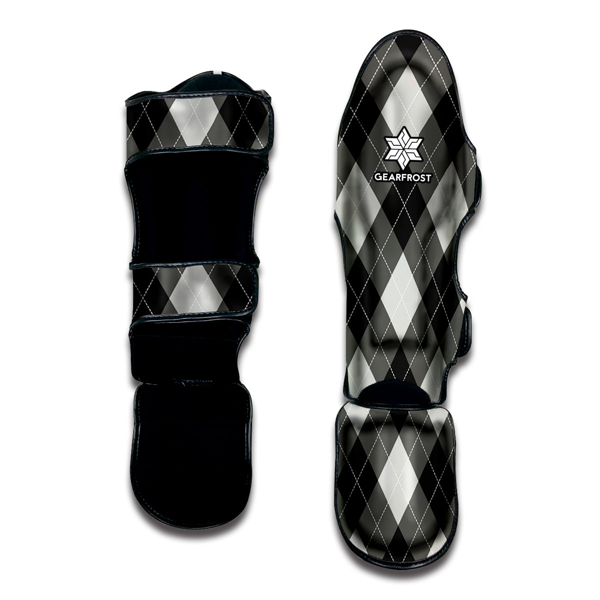 Shadow Grey Argyle Pattern Print Muay Thai Shin Guard