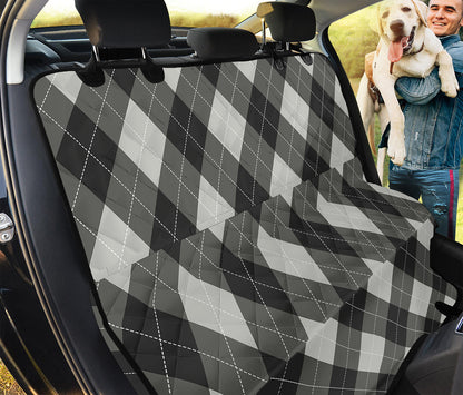 Shadow Grey Argyle Pattern Print Pet Car Back Seat Cover