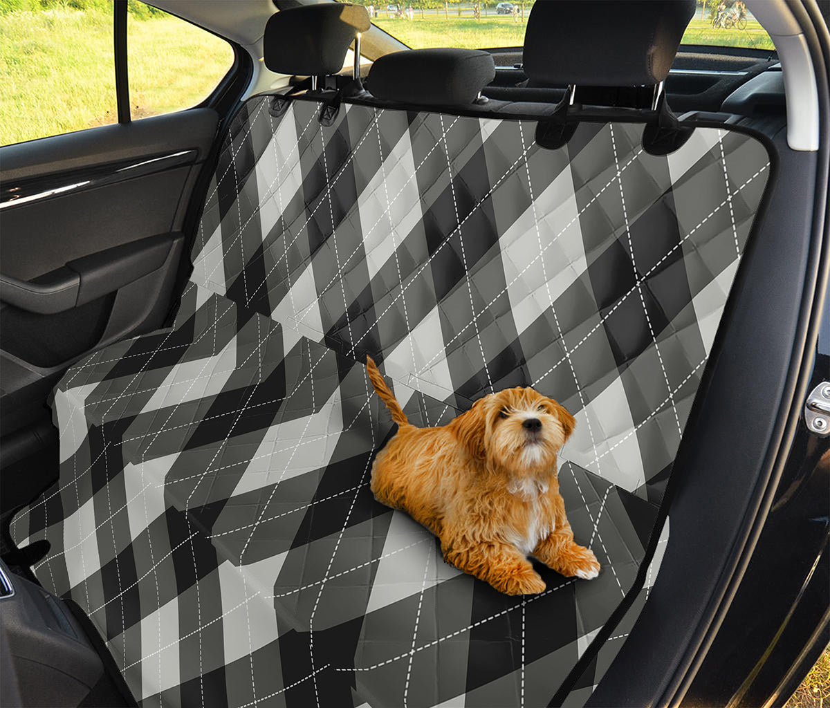 Shadow Grey Argyle Pattern Print Pet Car Back Seat Cover