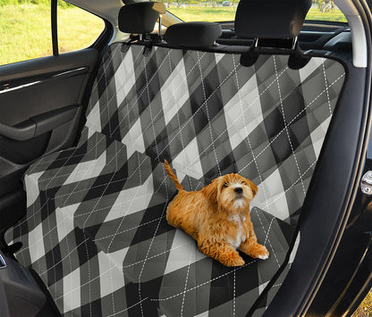 Shadow Grey Argyle Pattern Print Pet Car Back Seat Cover