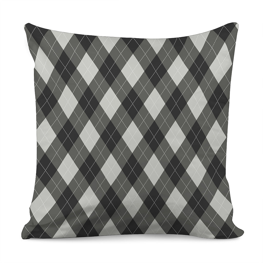 Shadow Grey Argyle Pattern Print Pillow Cover