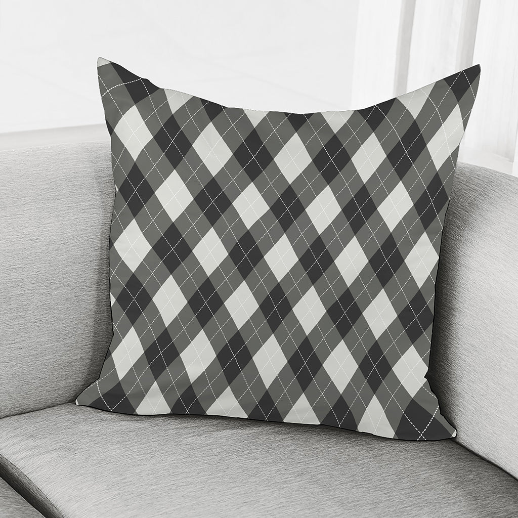 Shadow Grey Argyle Pattern Print Pillow Cover