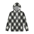 Shadow Grey Argyle Pattern Print Pullover Hoodie