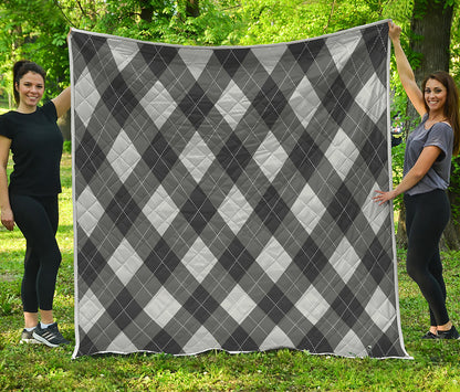 Shadow Grey Argyle Pattern Print Quilt