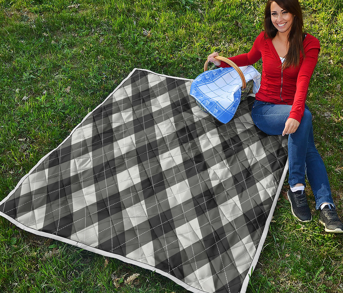 Shadow Grey Argyle Pattern Print Quilt