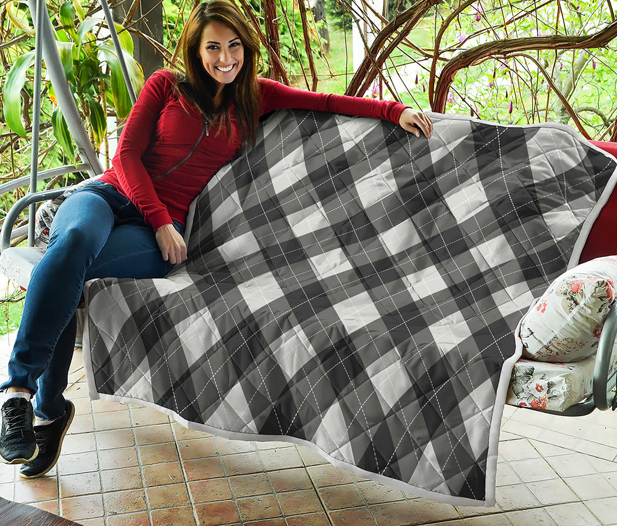 Shadow Grey Argyle Pattern Print Quilt
