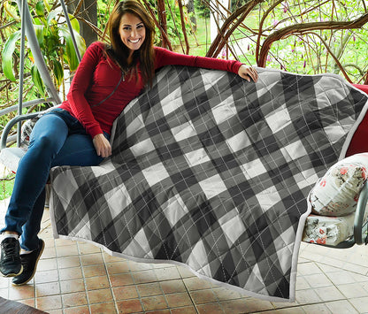 Shadow Grey Argyle Pattern Print Quilt