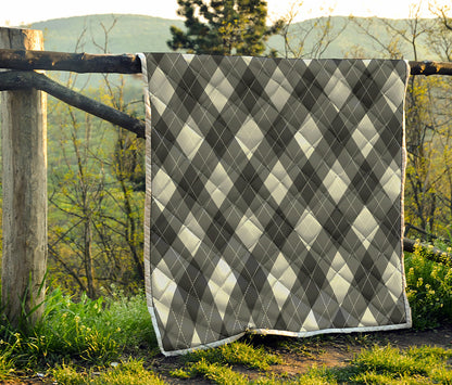 Shadow Grey Argyle Pattern Print Quilt