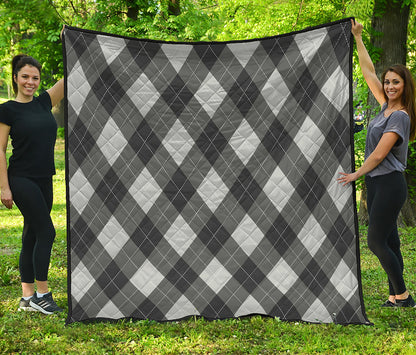 Shadow Grey Argyle Pattern Print Quilt