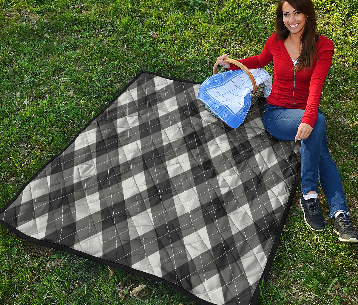 Shadow Grey Argyle Pattern Print Quilt
