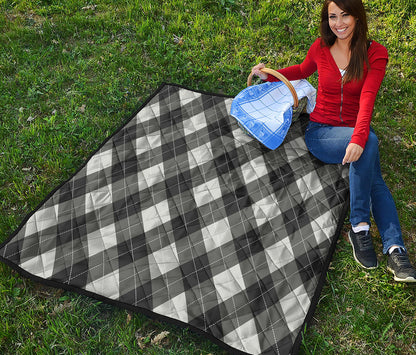 Shadow Grey Argyle Pattern Print Quilt