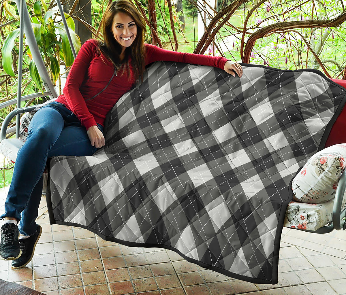 Shadow Grey Argyle Pattern Print Quilt