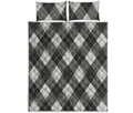 Shadow Grey Argyle Pattern Print Quilt Bed Set