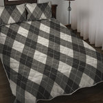 Shadow Grey Argyle Pattern Print Quilt Bed Set