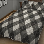 Shadow Grey Argyle Pattern Print Quilt Bed Set