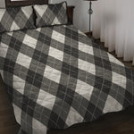 Shadow Grey Argyle Pattern Print Quilt Bed Set