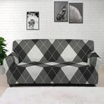 Shadow Grey Argyle Pattern Print Sofa Cover