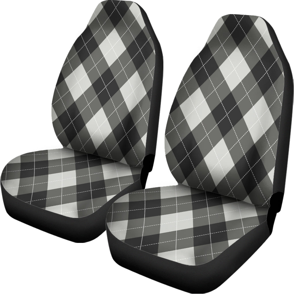 Shadow Grey Argyle Pattern Print Universal Fit Car Seat Covers
