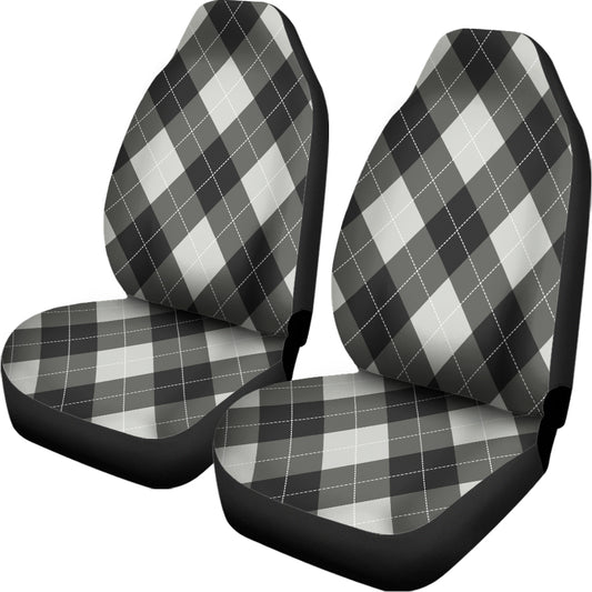 Shadow Grey Argyle Pattern Print Universal Fit Car Seat Covers