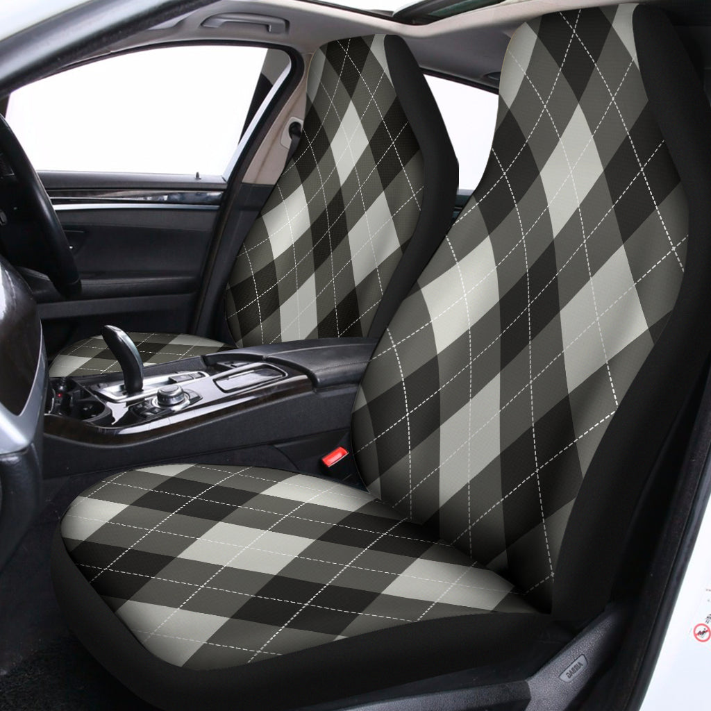 Shadow Grey Argyle Pattern Print Universal Fit Car Seat Covers
