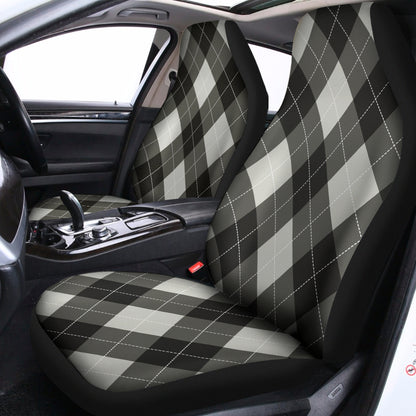 Shadow Grey Argyle Pattern Print Universal Fit Car Seat Covers