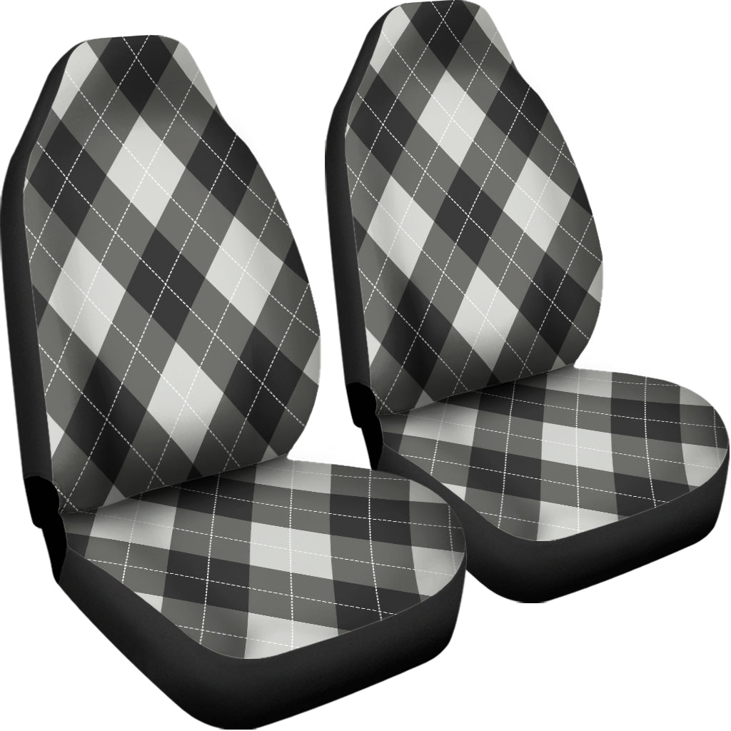 Shadow Grey Argyle Pattern Print Universal Fit Car Seat Covers
