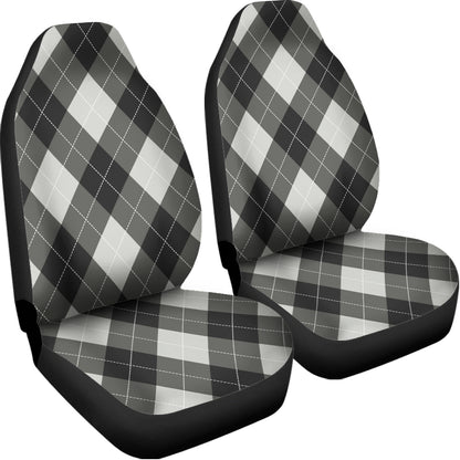 Shadow Grey Argyle Pattern Print Universal Fit Car Seat Covers