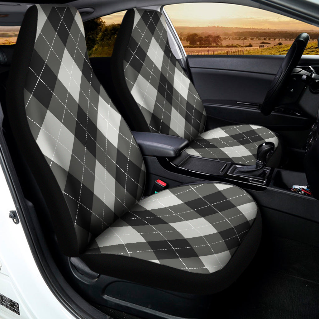 Shadow Grey Argyle Pattern Print Universal Fit Car Seat Covers