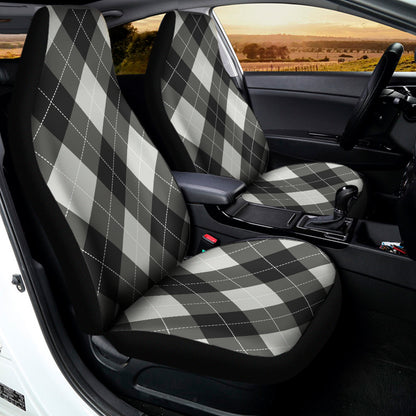 Shadow Grey Argyle Pattern Print Universal Fit Car Seat Covers