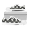 Shadow Grey Argyle Pattern Print White Low Top Sneakers