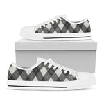 Shadow Grey Argyle Pattern Print White Low Top Shoes