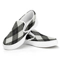 Shadow Grey Argyle Pattern Print White Slip On Sneakers