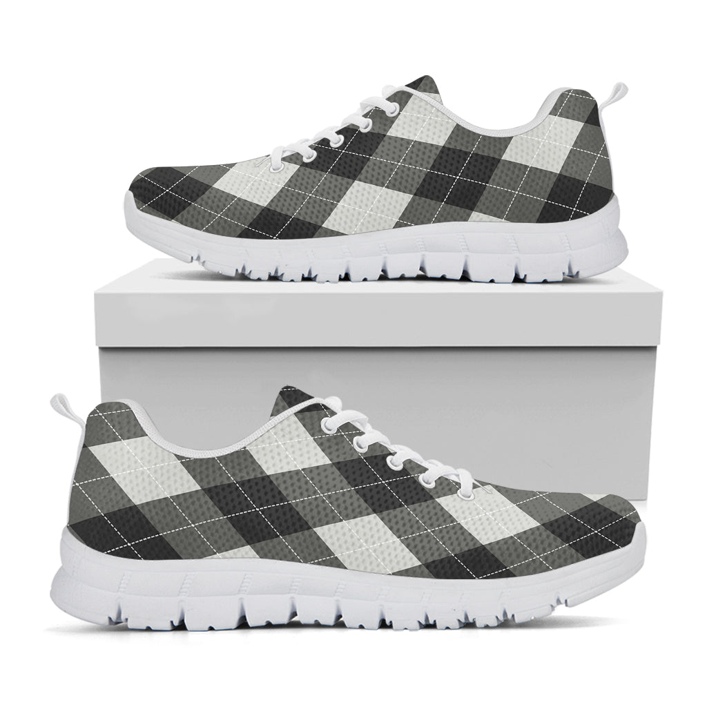 Shadow Grey Argyle Pattern Print White Sneakers
