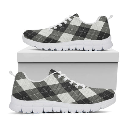 Shadow Grey Argyle Pattern Print White Sneakers