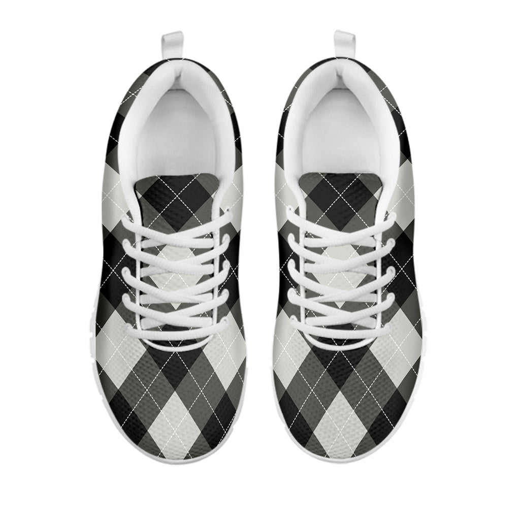 Shadow Grey Argyle Pattern Print White Sneakers