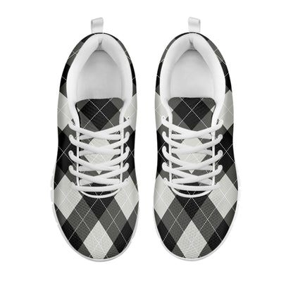 Shadow Grey Argyle Pattern Print White Sneakers