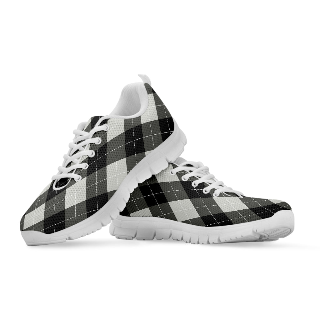 Shadow Grey Argyle Pattern Print White Sneakers