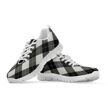 Shadow Grey Argyle Pattern Print White Sneakers