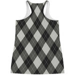 Shadow Grey Argyle Pattern Print Women's Racerback Tank Top