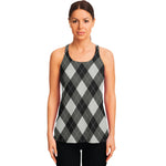 Shadow Grey Argyle Pattern Print Women's Racerback Tank Top