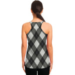 Shadow Grey Argyle Pattern Print Women's Racerback Tank Top