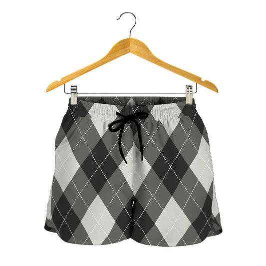 Shadow Grey Argyle Pattern Print Women's Shorts