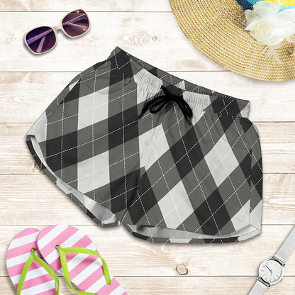Shadow Grey Argyle Pattern Print Women's Shorts