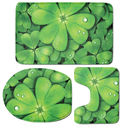 Shamrock Clover St. Patrick's Day Print 3 Piece Bath Mat Set